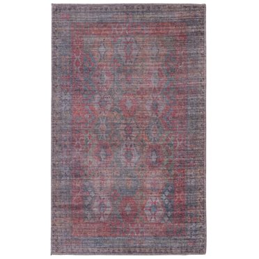 Rugs.com Sisu Collection Washable Rug – 3' x 5' Blue Flatweave Rug Perfect For Entryways, Kitchens, Breakfast Nooks, Accent Pieces