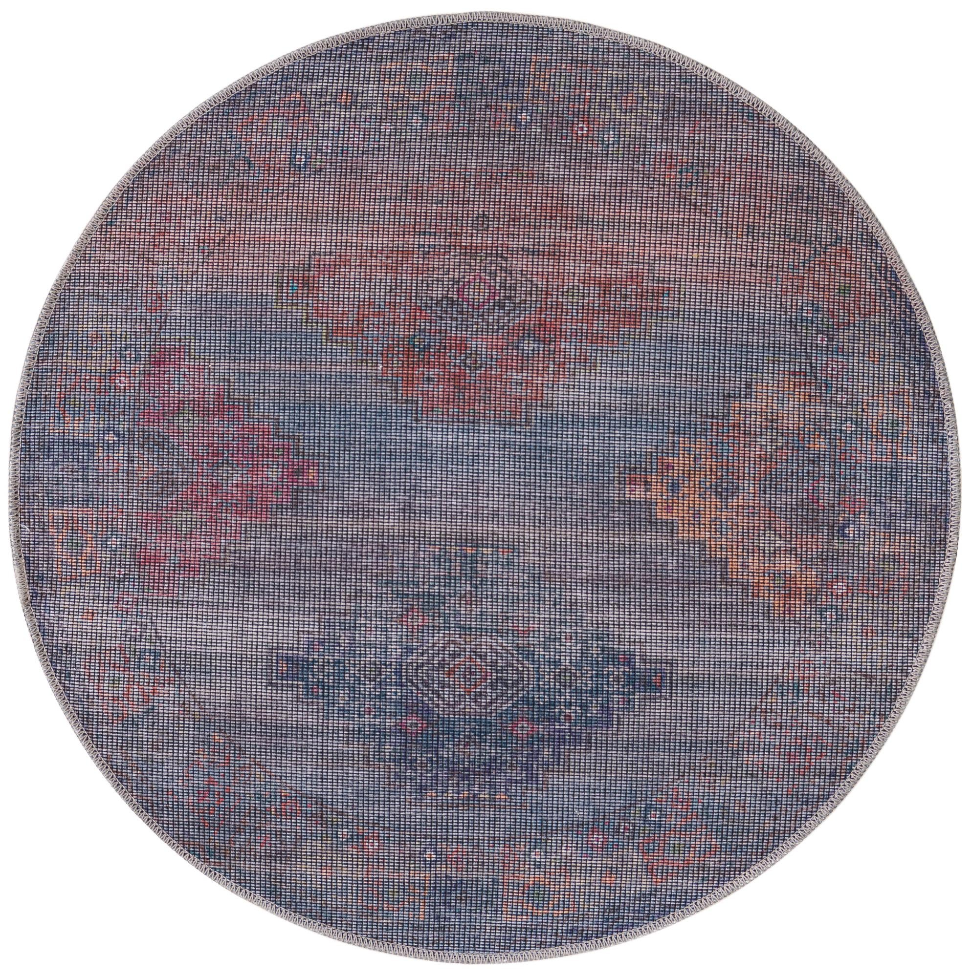 Rugs.com Sisu Collection Washable Rug – 4 Ft Round Blue Flatweave Rug ...
