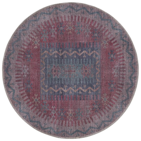 Rugs.com Sisu Collection Washable Rug – 4 Ft Round Multi Flatweave Rug Perfect For Kitchens, Dining Rooms