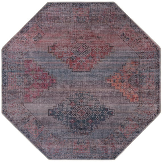 Rugs.com Sisu Collection Washable Rug – 5 Ft Octagon Blue Flatweave Rug Perfect For Living Rooms, Kitchens, Entryways