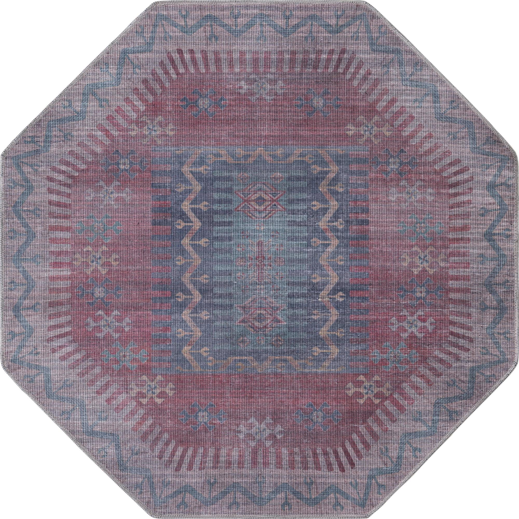 Rugs.com Sisu Collection Washable Rug – 5 Ft Octagon Multi Flatweave ...
