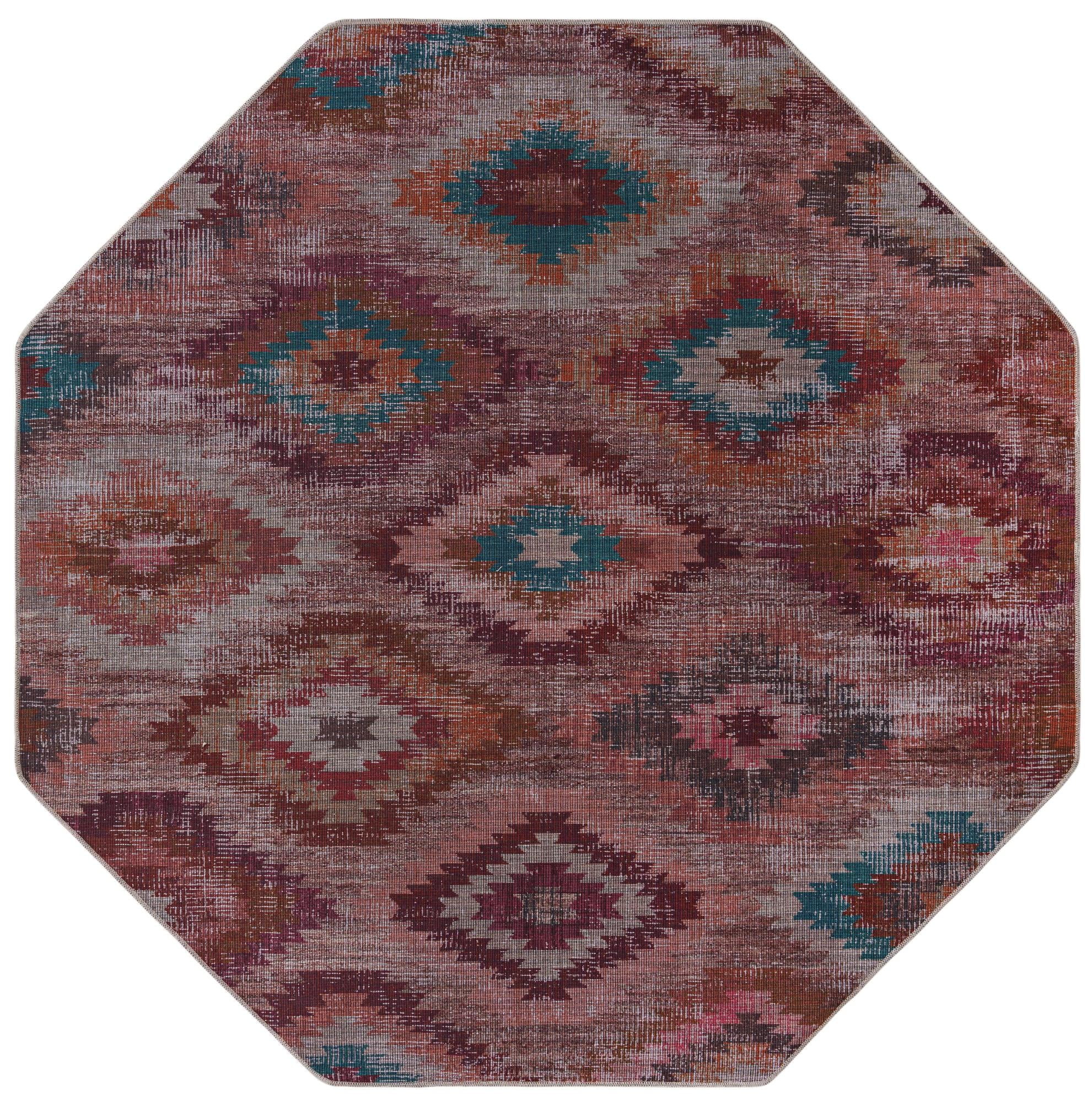 Rugs.com Sisu Collection Washable Rug – 5 Ft Octagon Terracotta ...