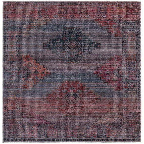 Rugs.com Sisu Collection Washable Rug – 5 Ft Square Blue Flatweave Rug Perfect For Living Rooms, Kitchens, Entryways