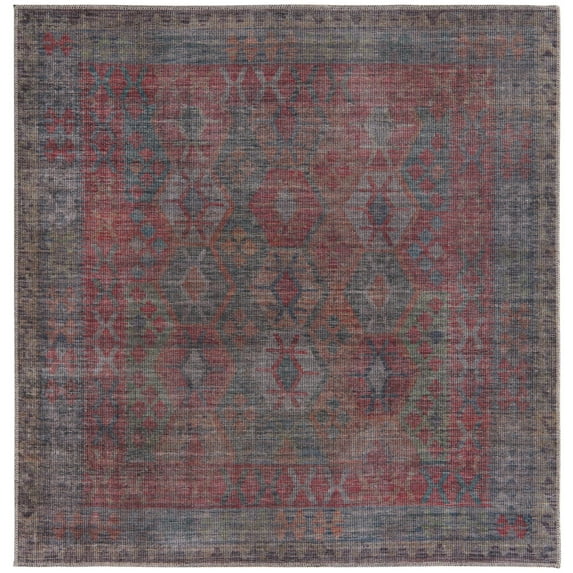 Rugs.com Sisu Collection Washable Rug – 5 Ft Square Blue Flatweave Rug Perfect For Living Rooms, Kitchens, Entryways
