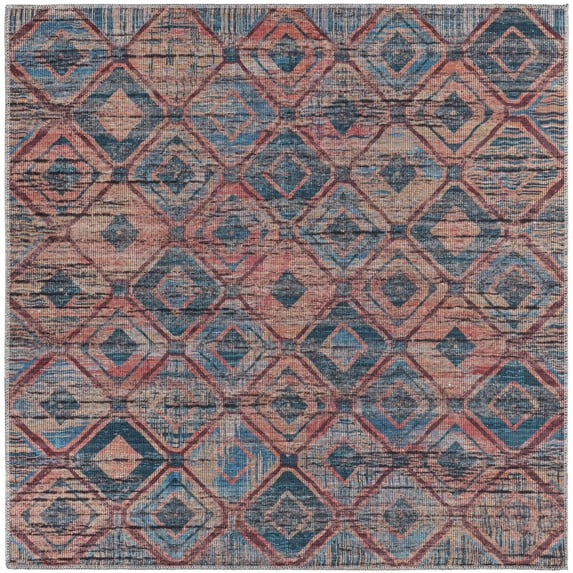 Rugs.com Sisu Collection Washable Rug – 5 Ft Square Blue Flatweave Rug Perfect For Living Rooms, Kitchens, Entryways