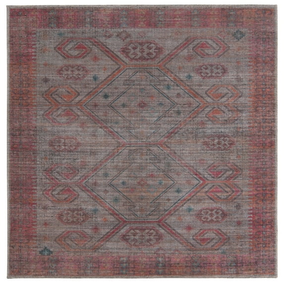 Rugs.com Sisu Collection Washable Rug – 5 Ft Square Rust Red Flatweave Rug Perfect For Living Rooms, Kitchens, Entryways