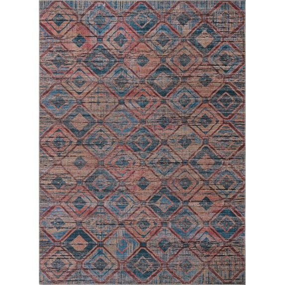 Rugs.com Sisu Collection Washable Rug – 6' x 9' Blue Flatweave Rug Perfect For Bedrooms, Dining Rooms, Living Rooms
