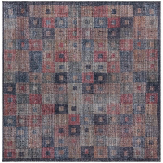 Rugs.com Sisu Collection Washable Rug – 7 Ft Square Multi Flatweave Rug Perfect For Living Rooms, Kitchens, Entryways