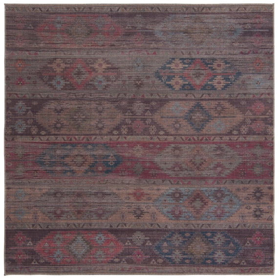 Rugs.com Sisu Collection Washable Rug – 7 Ft Square Multi Flatweave Rug Perfect For Living Rooms, Kitchens, Entryways