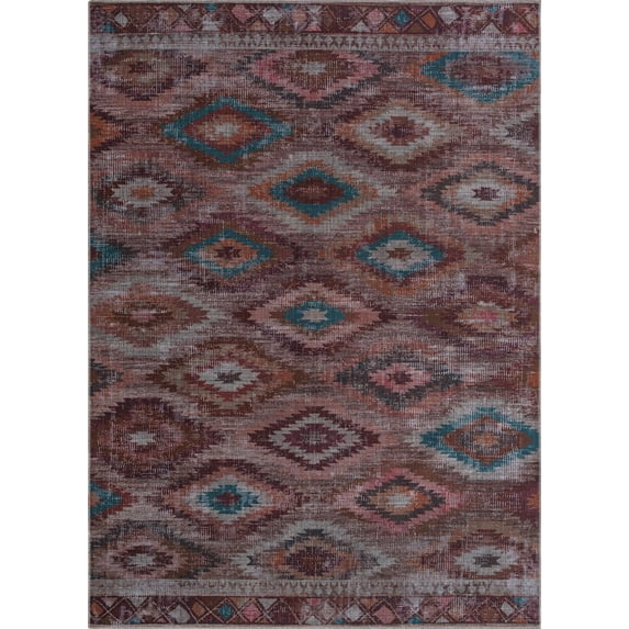 Rugs.com Sisu Collection Washable Rug – 7' x 10' Terracotta Flatweave Rug Perfect For Bedrooms, Dining Rooms, Living Rooms