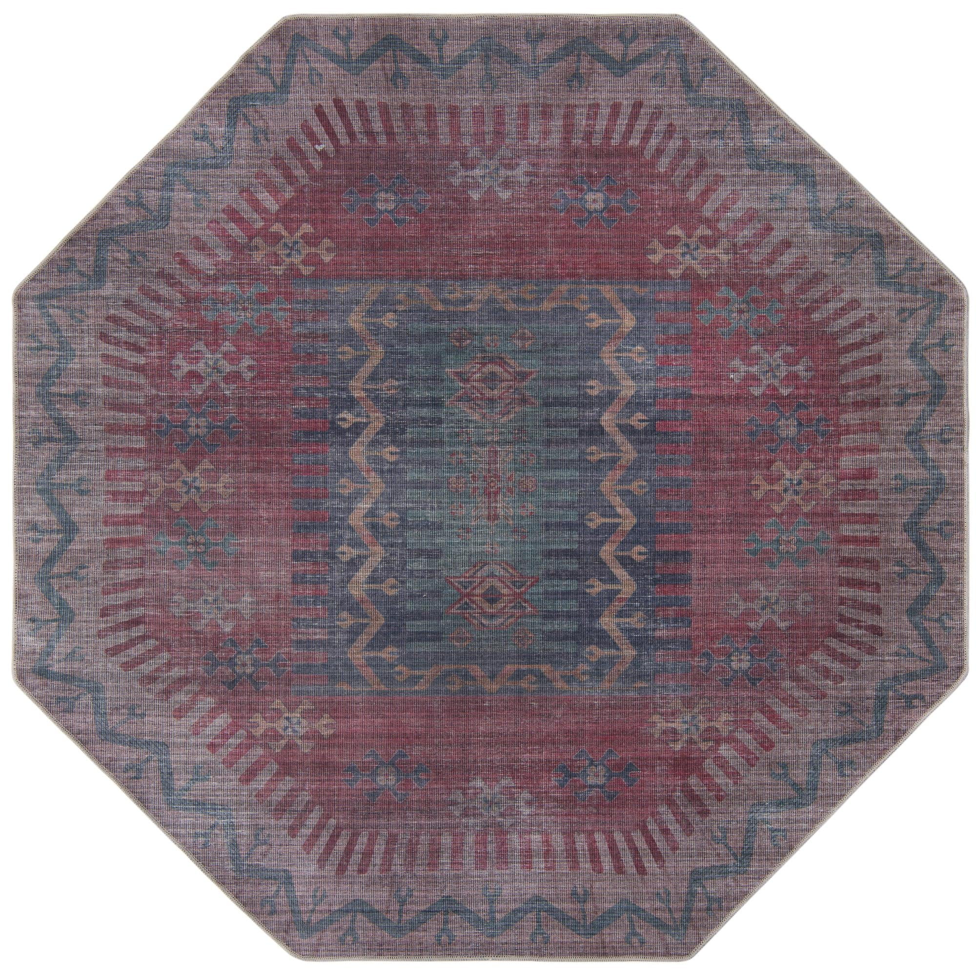 Sisu 8' Octagon Multicolor Geometric Washable Rug