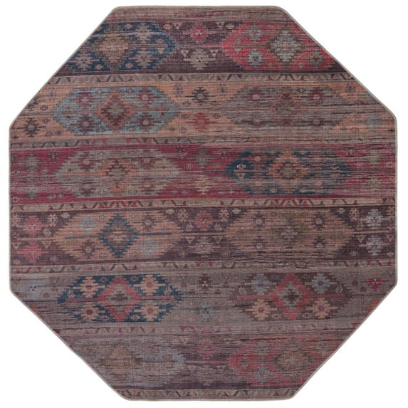 Rugs.com Sisu Collection Washable Rug – 8 Ft Octagon Multi Flatweave Rug Perfect For Living Rooms, Kitchens, Entryways