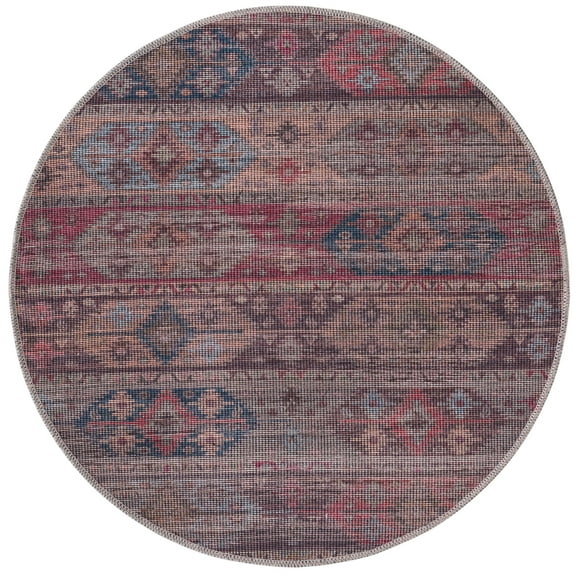 Rugs.com Sisu Collection Washable Rug – 8 Ft Round Multi Flatweave Rug Perfect For Kitchens, Dining Rooms