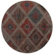 Rugs.com Sisu Collection Washable Rug – 8 Ft Round Rust Red Flatweave Rug Perfect For Kitchens, Dining Rooms