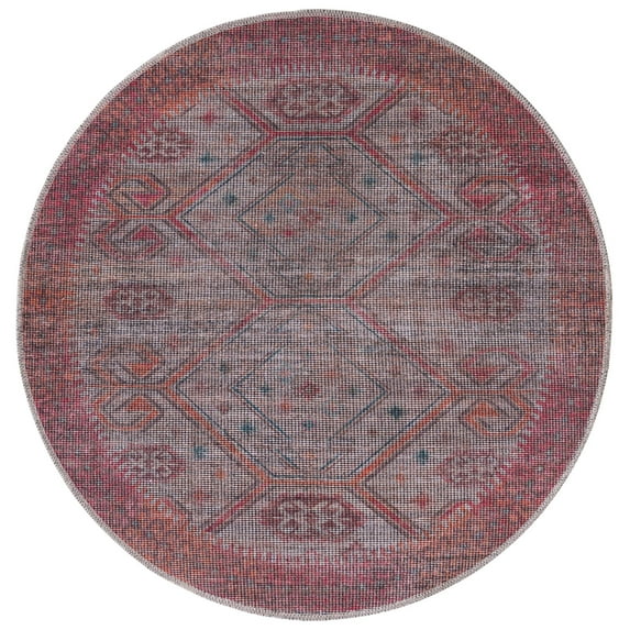 Rugs.com Sisu Collection Washable Rug – 8 Ft Round Rust Red Flatweave Rug Perfect For Kitchens, Dining Rooms