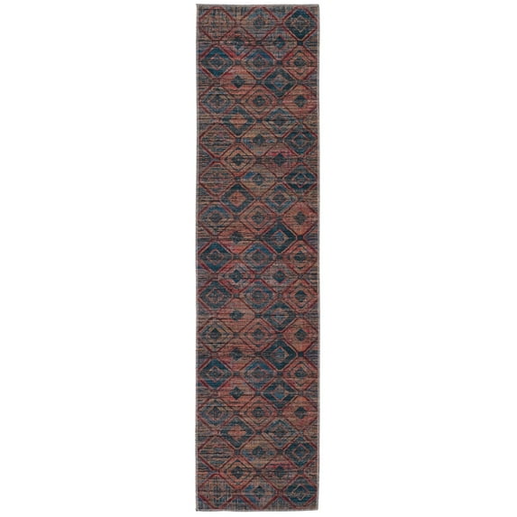 Rugs.com Sisu Collection Washable Rug – 8 Ft Runner Blue Flatweave Rug Perfect For Hallways, Entryways