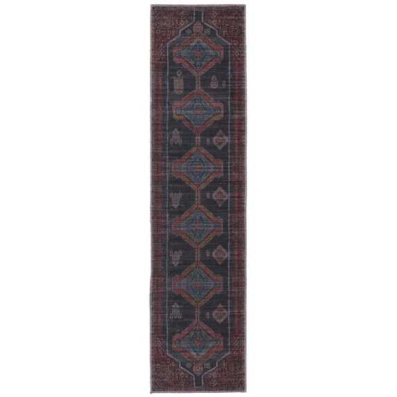 Rugs.com Sisu Collection Washable Rug – 8 Ft Runner Gray Flatweave Rug Perfect For Hallways, Entryways