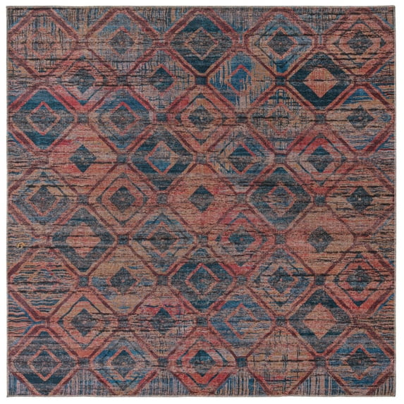 Rugs.com Sisu Collection Washable Rug – 8 Ft Square Blue Flatweave Rug Perfect For Living Rooms, Kitchens, Entryways