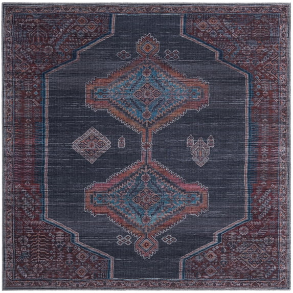 Rugs.com Sisu Collection Washable Rug – 8 Ft Square Gray Flatweave Rug Perfect For Living Rooms, Kitchens, Entryways