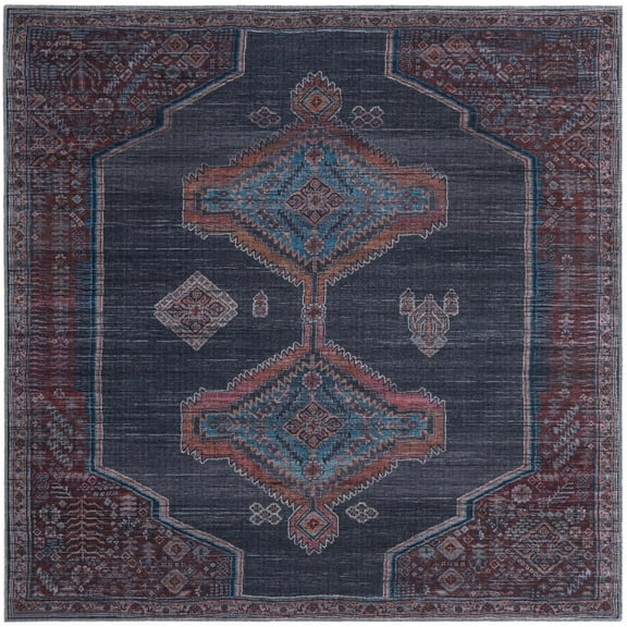 Rugs.com Sisu Collection Washable Rug – 8 Ft Square Gray Flatweave Rug Perfect For Living Rooms, Kitchens, Entryways