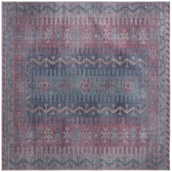 Rugs.com Sisu Collection Washable Rug – 8 Ft Square Multi Flatweave Rug Perfect For Living Rooms, Kitchens, Entryways