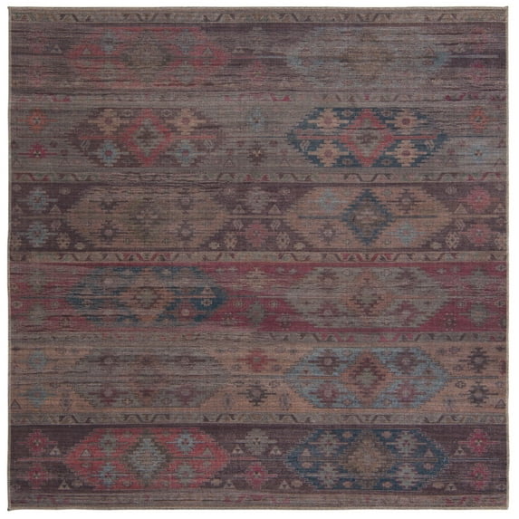 Rugs.com Sisu Collection Washable Rug – 8 Ft Square Multi Flatweave Rug Perfect For Living Rooms, Kitchens, Entryways