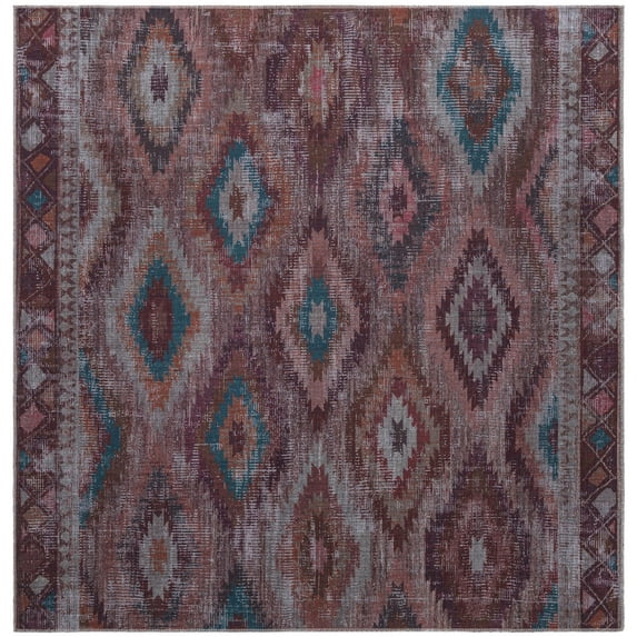Rugs.com Sisu Collection Washable Rug – 8 Ft Square Terracotta Flatweave Rug Perfect For Living Rooms, Kitchens, Entryways