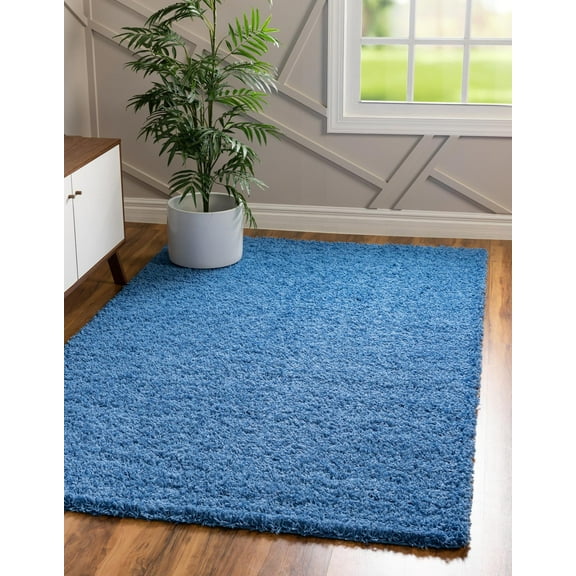 Rugs.com Solid Shag Collection Rug 2' x 3' Periwinkle Blue Shag Rug Perfect For Entryways, Kitchens, Breakfast Nooks, Accent Pieces