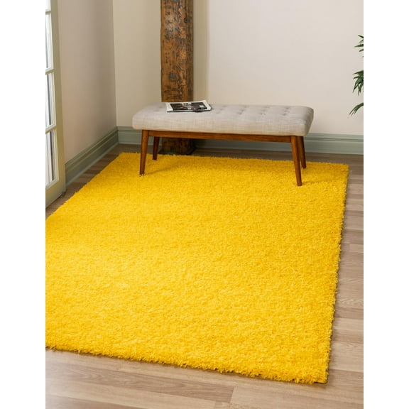 Rugs.com Solid Shag Collection Rug  2' x 3' Tuscan Sun Yellow Shag Rug Perfect For Entryways, Kitchens, Breakfast Nooks, Accent Pieces