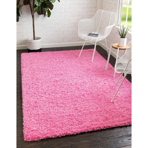 Rugs.com Solid Shag Collection Rug ā 5' x 8' Taffy Pink Shag Rug Perfect For Bedrooms, Dining Rooms, Living Rooms