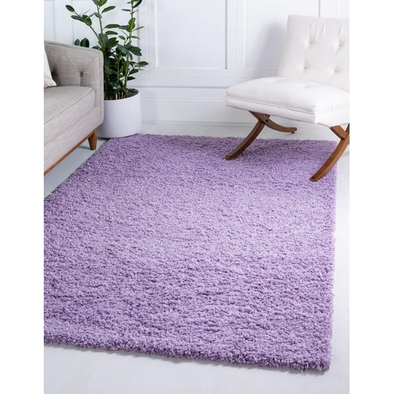 Rugs.com Solid Shag Collection Rug – 6' x 9' Lilac Shag Rug Perfect For Bedrooms, Dining Rooms, Living Rooms