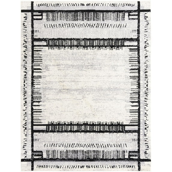 Rugs.com Tagine Collection Rug – 10' x 13' Black And White Medium-Pile Rug Perfect For Living Rooms, Kitchens, Entryways