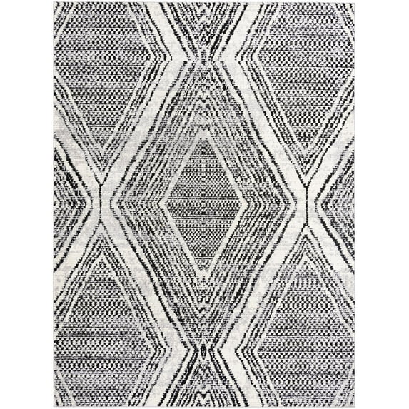 Rugs.com Tagine Collection Rug – 10' x 13' Black And White Medium-Pile Rug Perfect For Living Rooms, Kitchens, Entryways