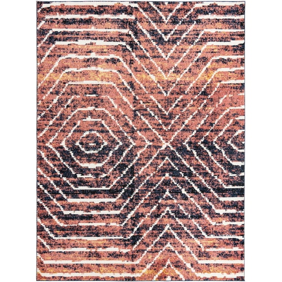 Rugs.com Tagine Collection Rug – 10' x 13' Rust Orange Medium-Pile Rug Perfect For Living Rooms, Kitchens, Entryways