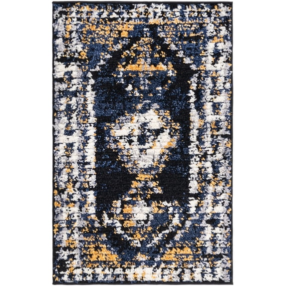 Rugs.com Tagine Collection Rug – 2' x 3' Blue Medium-Pile Rug Perfect For Living Rooms, Kitchens, Entryways