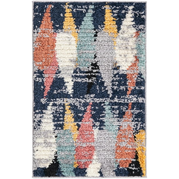 Rugs.com Tagine Collection Rug – 2' x 3' Blue Medium-Pile Rug Perfect For Living Rooms, Kitchens, Entryways