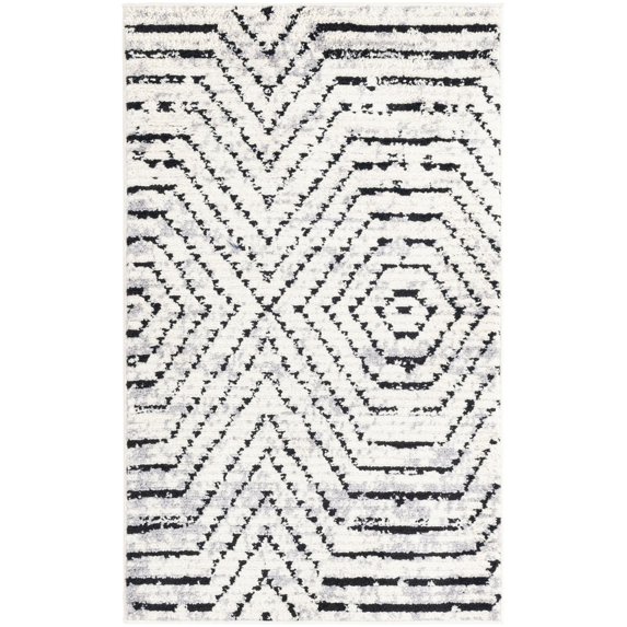 Rugs.com Tagine Collection Rug – 3' x 5' Black And White Medium-Pile Rug Perfect For Living Rooms, Kitchens, Entryways