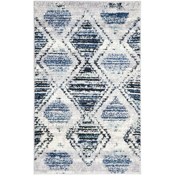Rugs.com Tagine Collection Rug – 3' x 5' Blue Gray Medium-Pile Rug Perfect For Living Rooms, Kitchens, Entryways