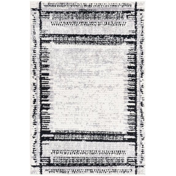 Rugs.com Tagine Collection Rug – 4' x 6' Black And White Medium-Pile Rug Perfect For Living Rooms, Kitchens, Entryways