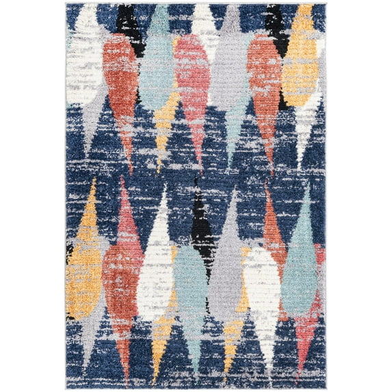 Rugs.com Tagine Collection Rug – 4' x 6' Blue Medium-Pile Rug Perfect For Living Rooms, Kitchens, Entryways