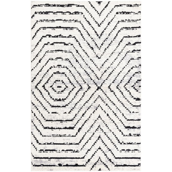 Rugs.com Tagine Collection Rug – 5' x 8' Black And White Medium-Pile Rug Perfect For Living Rooms, Kitchens, Entryways