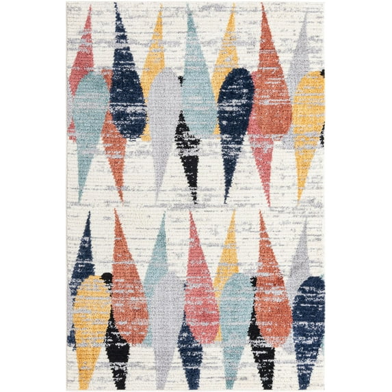 Rugs.com Tagine Collection Rug – 5' x 8' Ivory Medium-Pile Rug Perfect For Living Rooms, Kitchens, Entryways