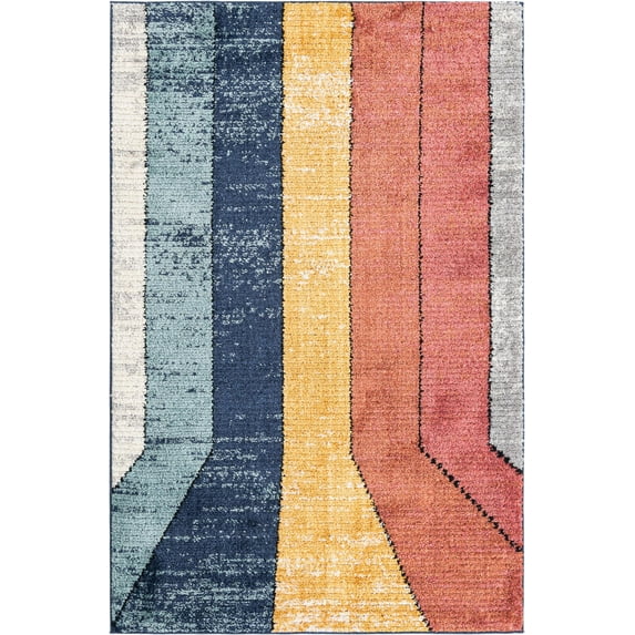Rugs.com Tagine Collection Rug – 5' x 8' Multi Medium-Pile Rug Perfect For Living Rooms, Kitchens, Entryways