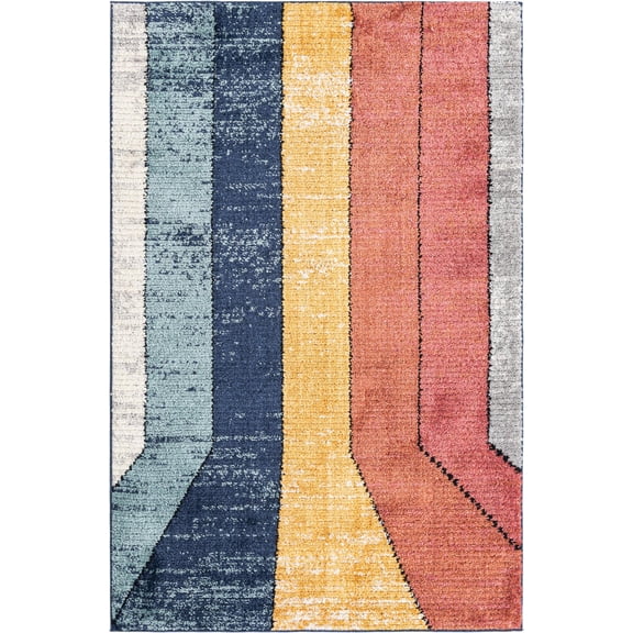 Rugs.com Tagine Collection Rug – 5' x 8' Multi Medium-Pile Rug Perfect For Living Rooms, Kitchens, Entryways