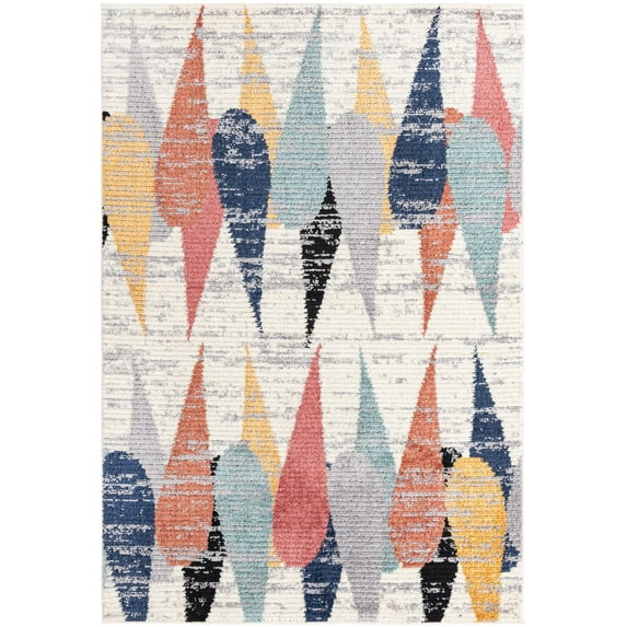 Rugs.com Tagine Collection Rug – 6' x 9' Ivory Medium-Pile Rug Perfect For Living Rooms, Kitchens, Entryways