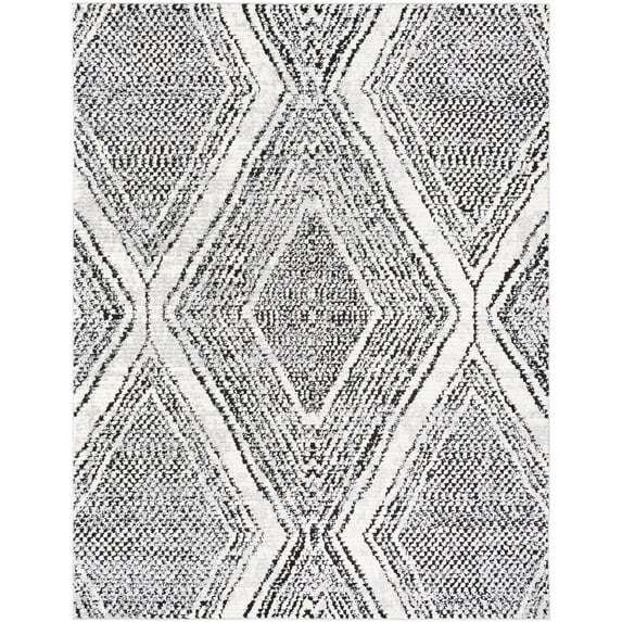 Rugs.com Tagine Collection Rug – 8' x 10' Black And White Medium-Pile Rug Perfect For Living Rooms, Kitchens, Entryways
