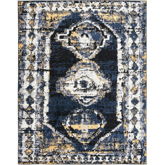 Rugs.com Tagine Collection Rug – 8' x 10' Blue Medium-Pile Rug Perfect For Living Rooms, Kitchens, Entryways