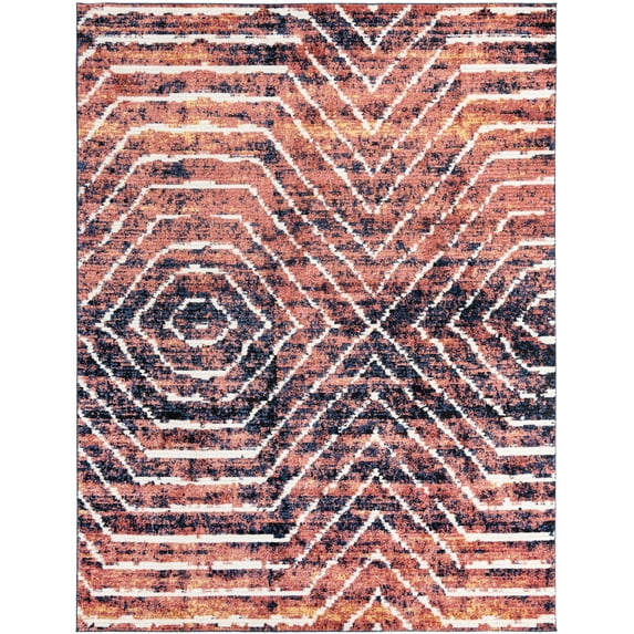 Rugs.com Tagine Collection Rug – 9' x 12' Rust Orange Medium-Pile Rug Perfect For Living Rooms, Kitchens, Entryways