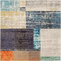 Rugs.com Vivid Collection Rug – 10 Ft Square Multi Medium-Pile Rug Perfect For Living Rooms, Kitchens, Entryways