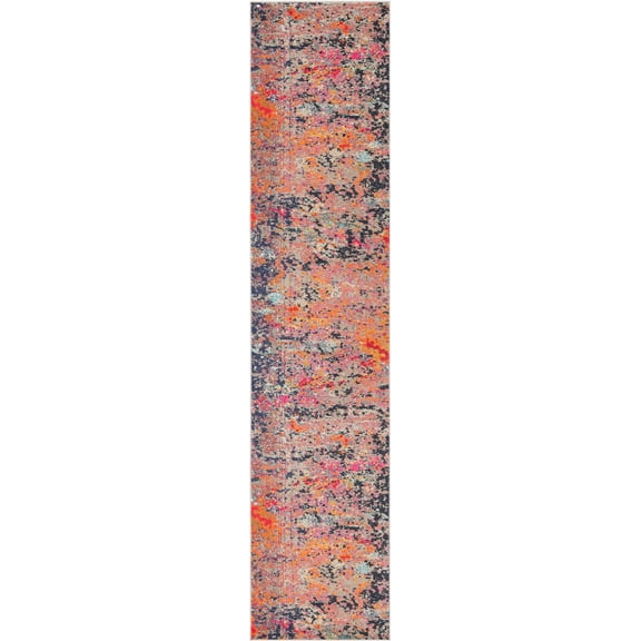 Rugs.com Vivid Collection Rug – 12 Ft Runner Multi Medium-Pile Rug Perfect For Hallways, Entryways